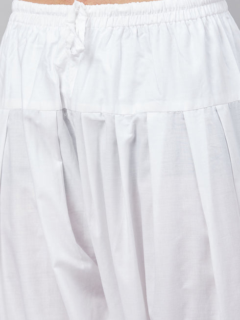 Men's White Cotton Silk Blend Pyjama